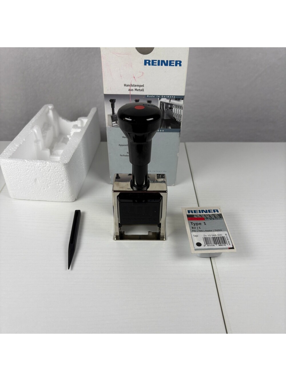Reiner B2 Metal Handstamp Numbering Machine Model 316 Black Ink Pad Made Germany